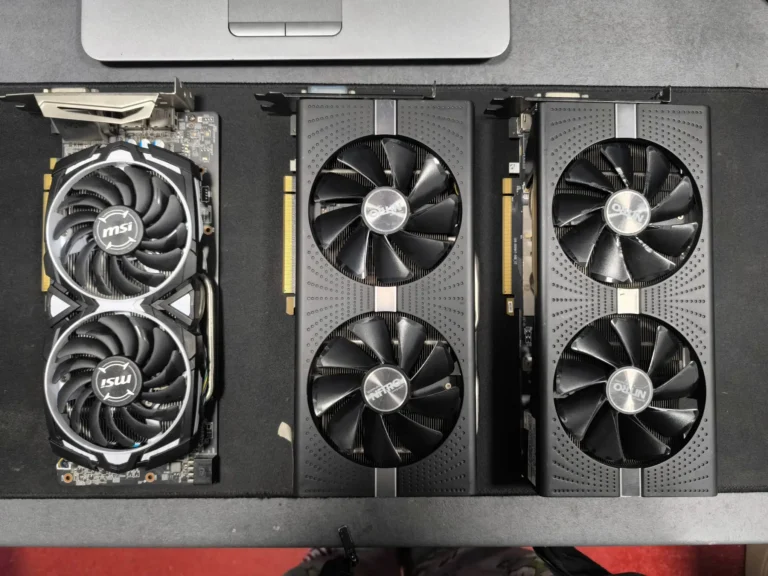 Service placă video RX 580 la domiciliu — curățare, pastă termică și thermal pad